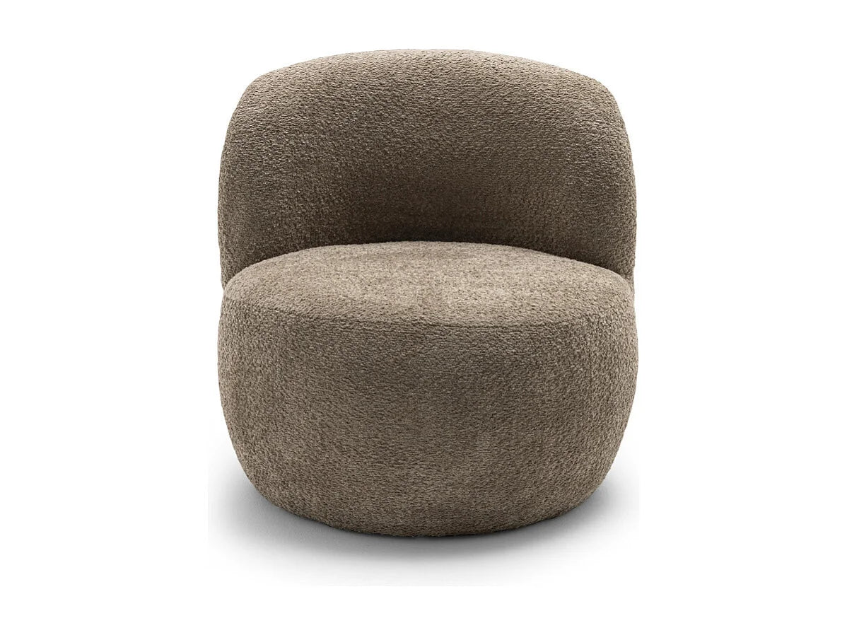 Fauteuil Japandi rond en bouclette taupe - Mo