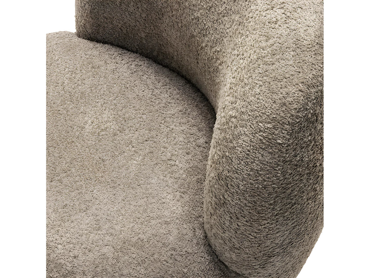 Fauteuil Japandi rond en bouclette taupe - Mo