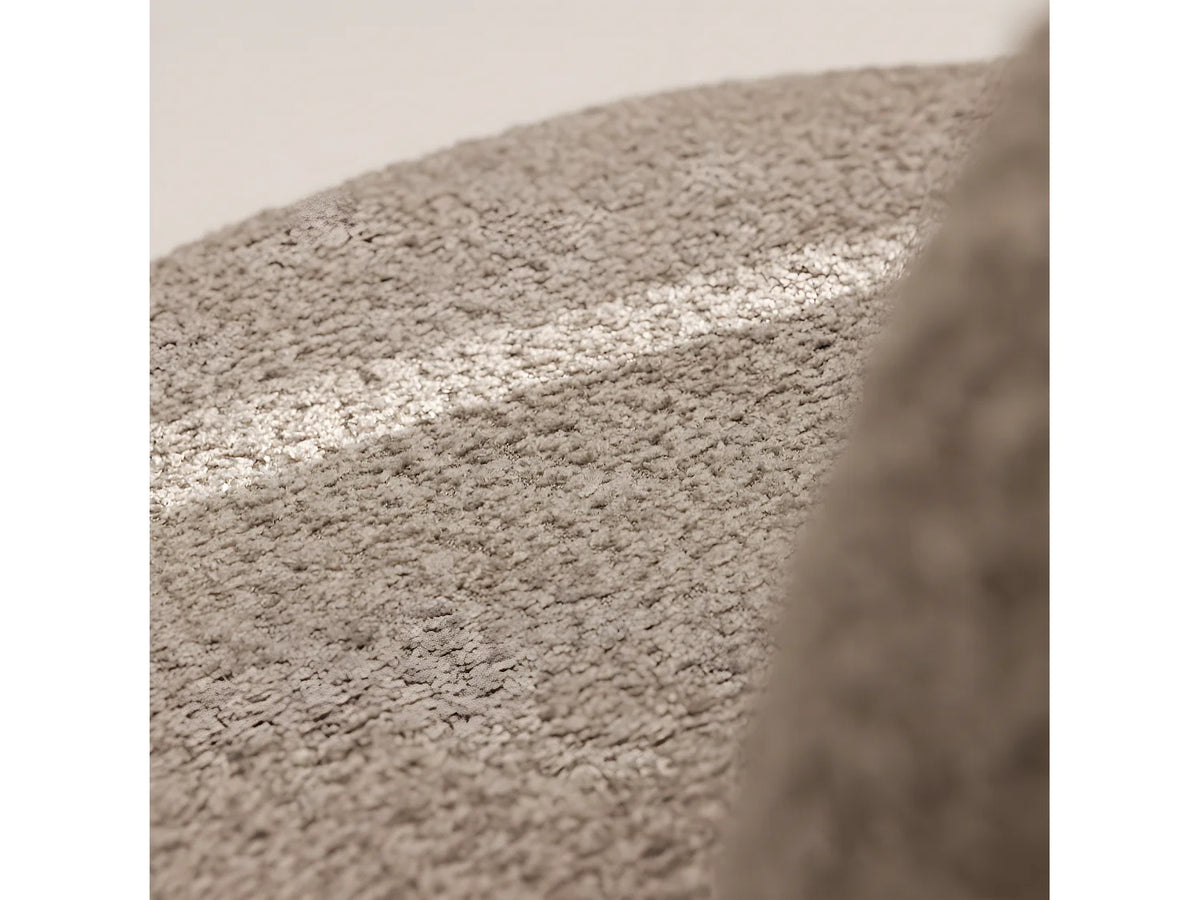 Fauteuil Japandi rond en bouclette taupe - Mo
