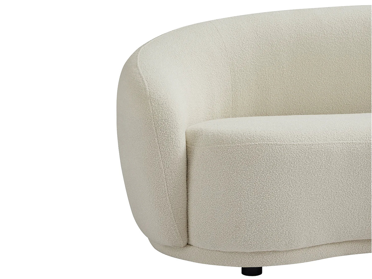 Canapé Japandi 3 places en bouclette blanc ivoire 227 cm - Bovana