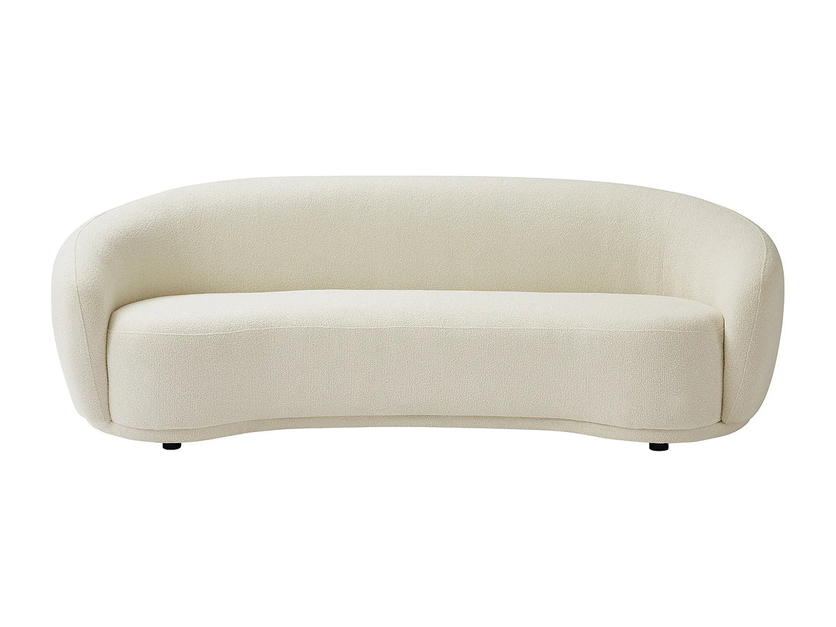 Canapé Japandi 3 places en bouclette blanc ivoire 227 cm - Bovana