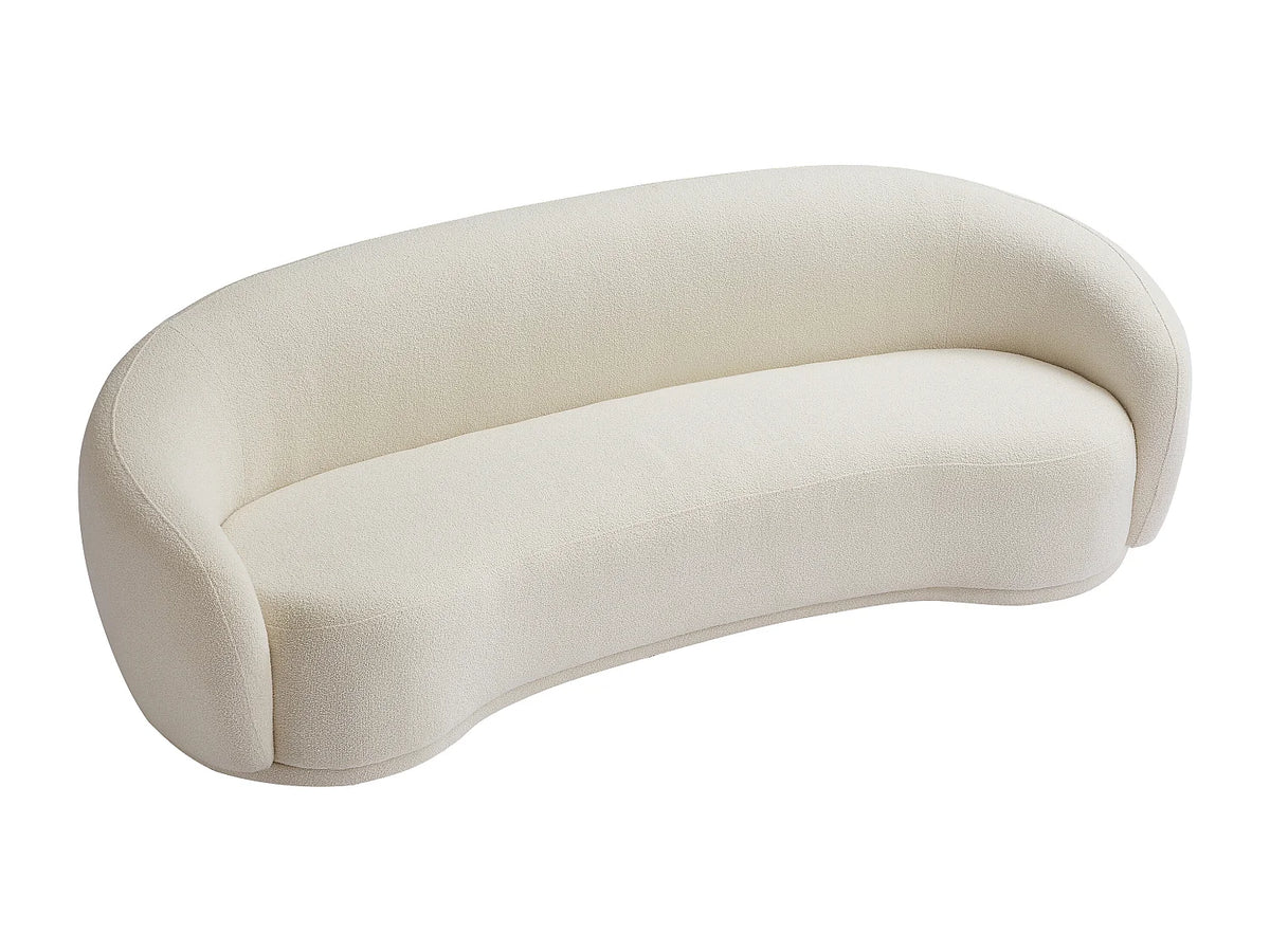 Canapé Japandi 3 places en bouclette blanc ivoire 227 cm - Bovana