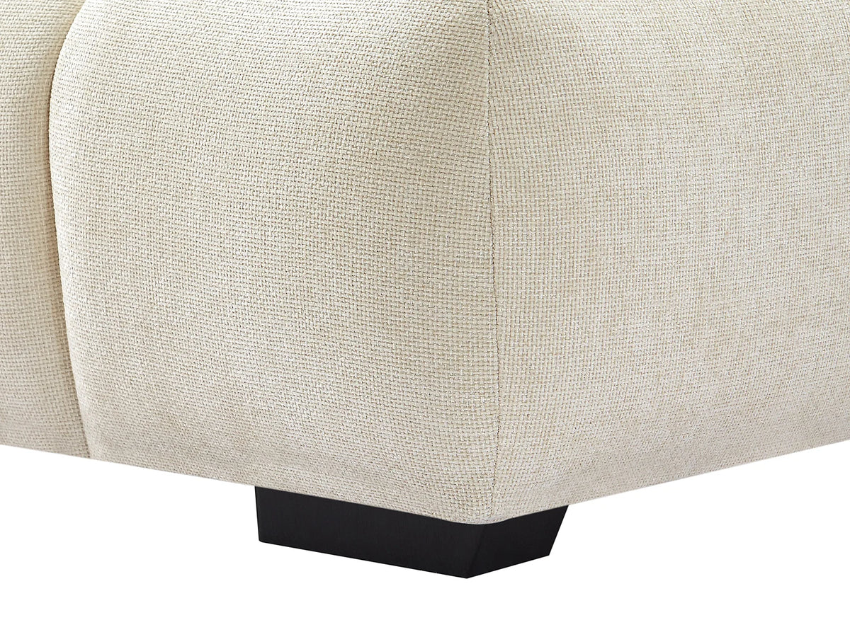 Canapé d'angle Japandi gauche 5 places en tissu texturé beige 298 cm - Berenia