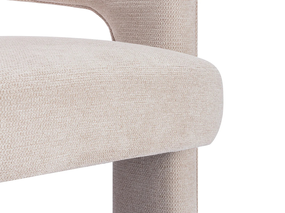 Fauteuil Japandi en tissu texturé beige - Fontanova