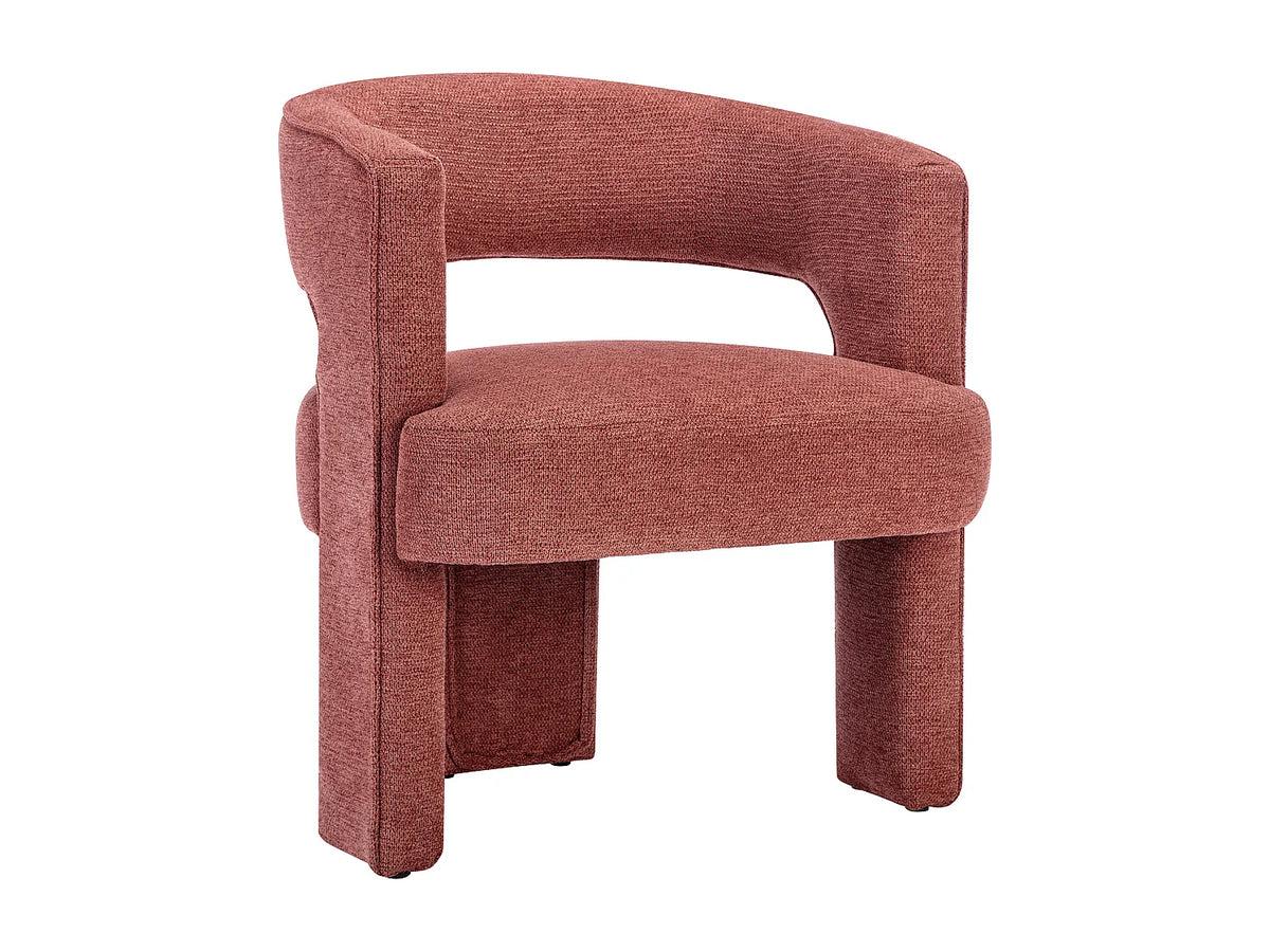 Fauteuil Japandi en tissu texturé terracotta - Fontanova