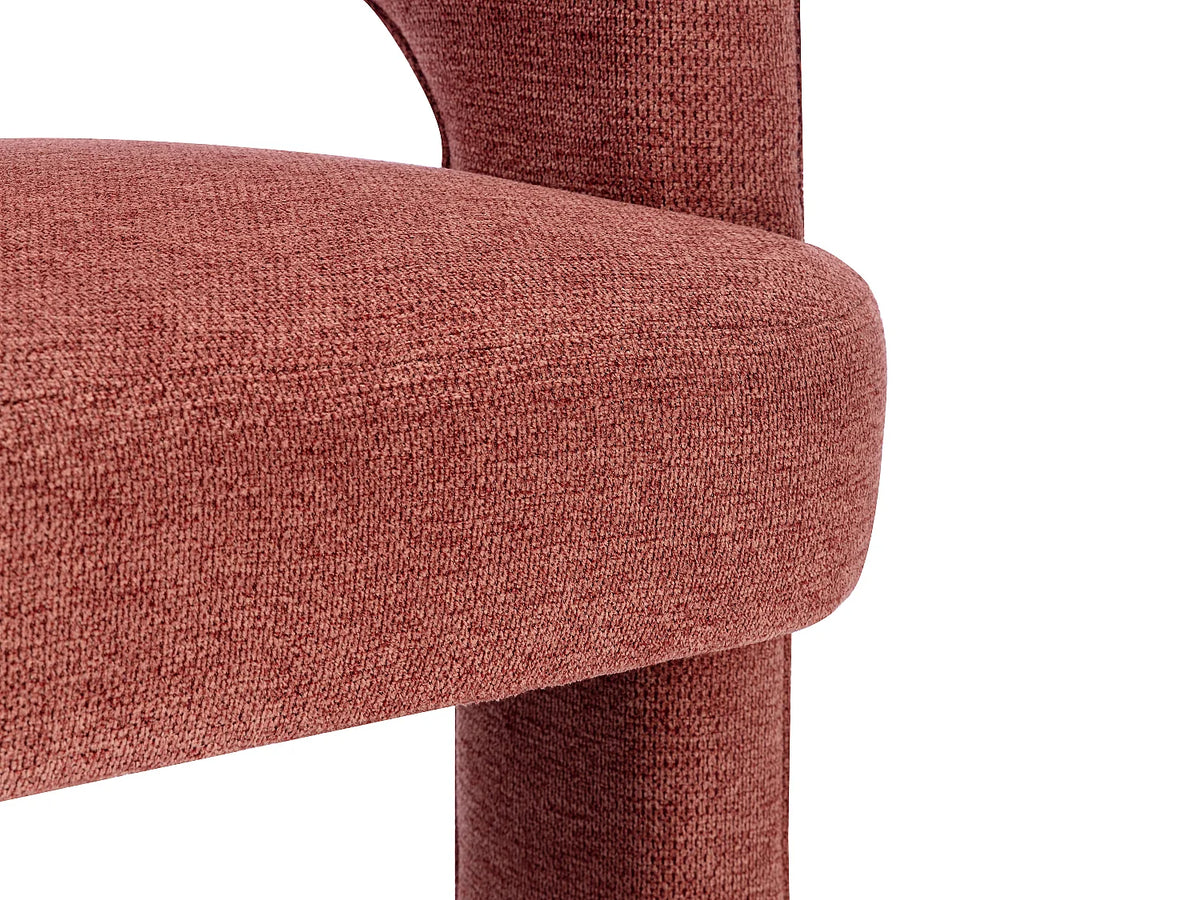 Fauteuil Japandi en tissu texturé terracotta - Fontanova
