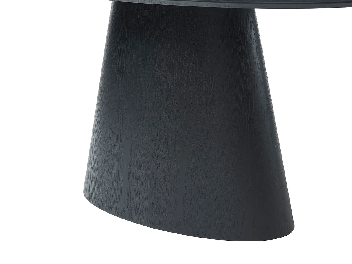 Table à manger ovale Japandi 6 personnes placage de frêne noir 160 x 90 cm - Antelada