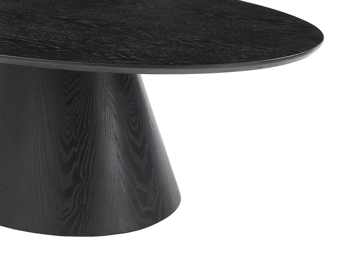 Table basse Japandi ovale en placage de frêne noir 120 x 60 cm - Antelada