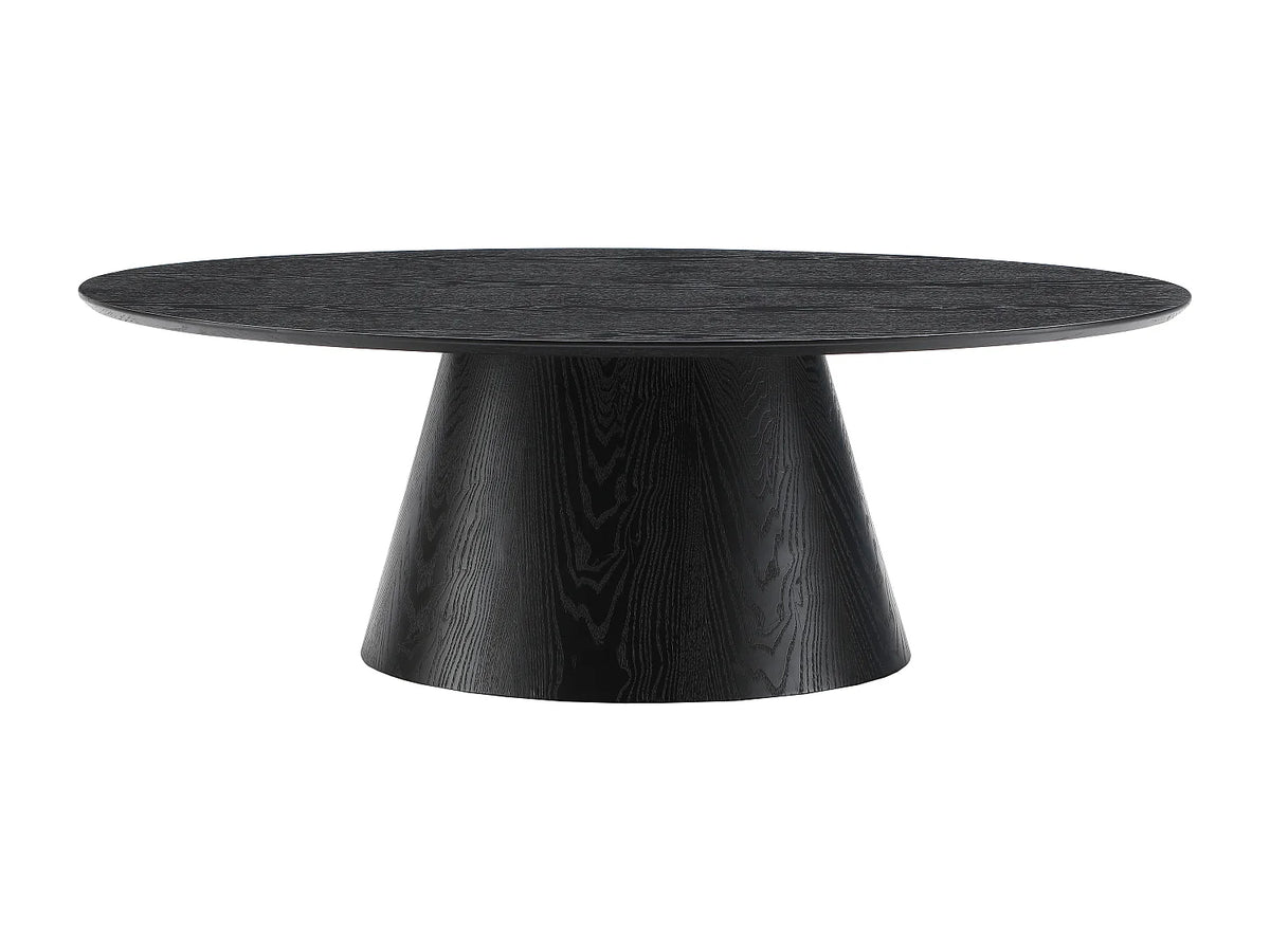 Table basse Japandi ovale en placage de frêne noir 120 x 60 cm - Antelada
