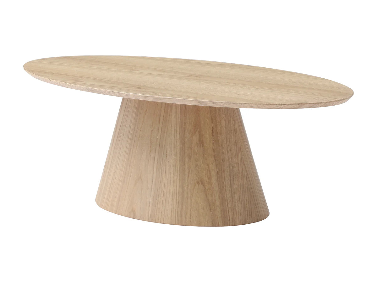 Table basse Japandi ovale en placage de chêne naturel clair 120 x 60 cm - Antelada