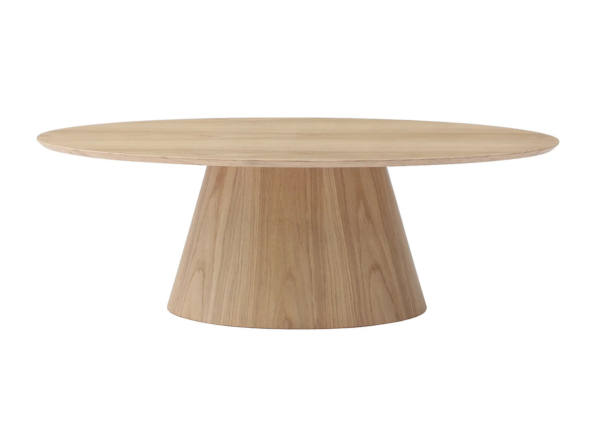 Table basse Japandi ovale en placage de chêne naturel clair 120 x 60 cm - Antelada