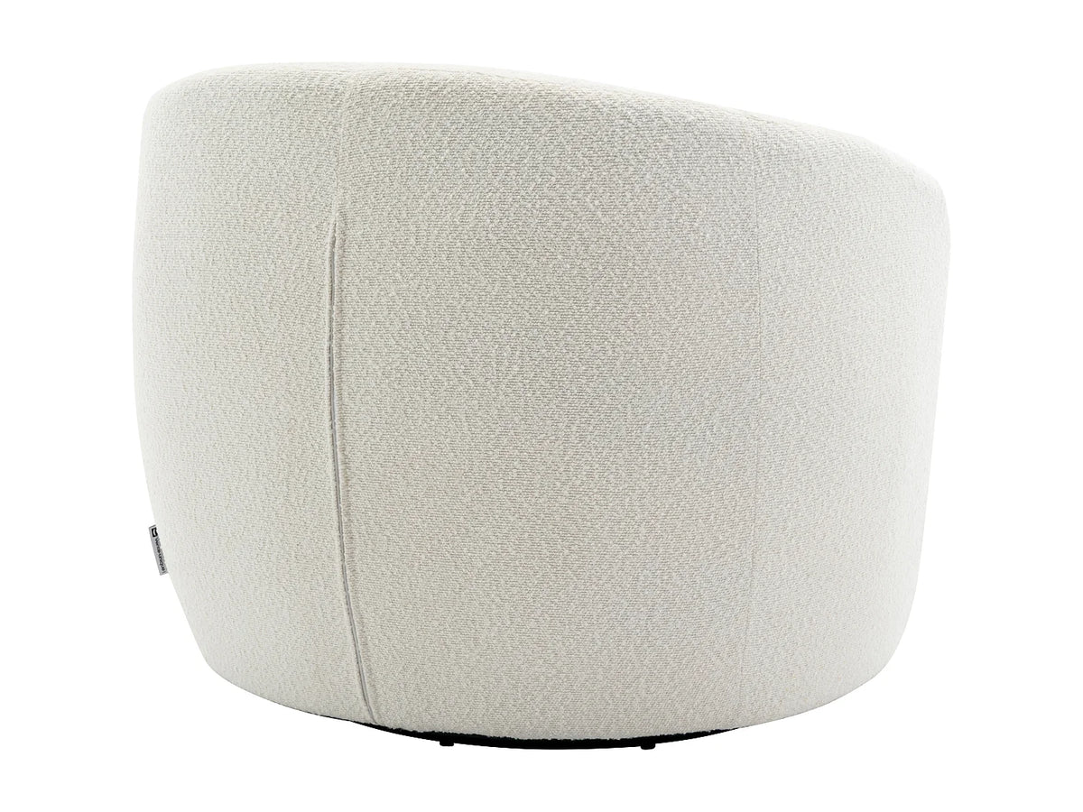 Fauteuil Japandi rond pivotant en tissu bouclette blanc - Vereide