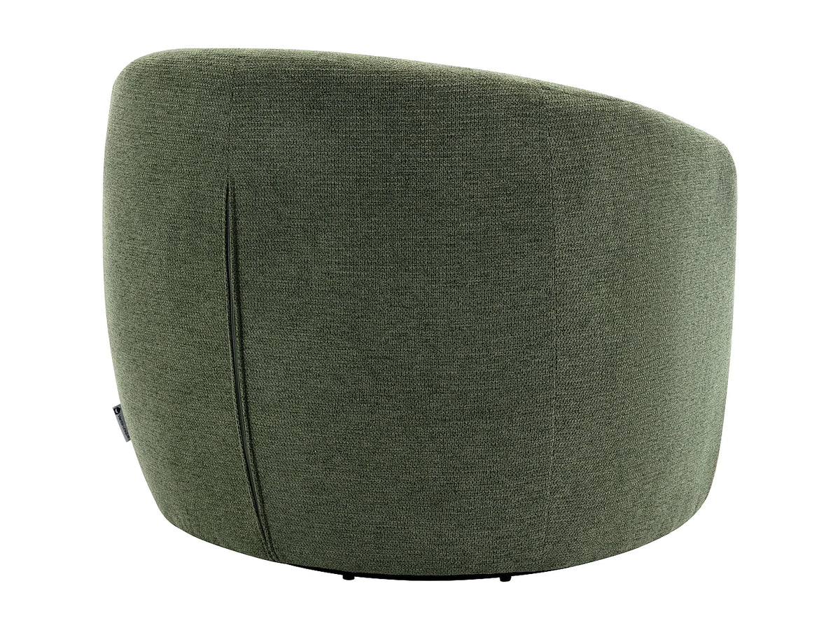 Fauteuil Japandi pivotant rond en tissu texturé kaki - Vereide