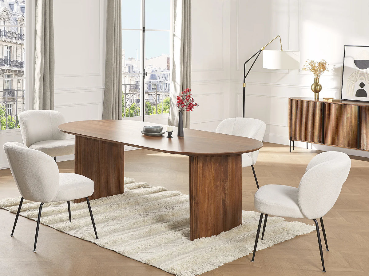Table à manger Japandi 8 personnes en bois de manguier naturel 200 x 100 cm - Balimela