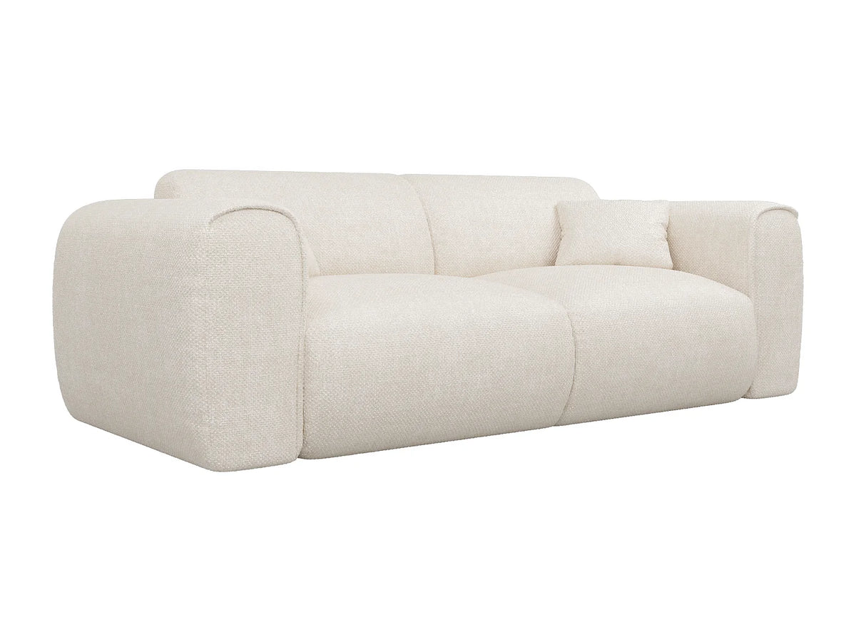 Canapé Japandi 3 places convertible express en tissu texturé beige 216 cm - Pognia