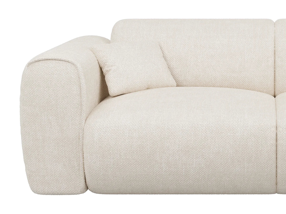 Canapé Japandi 3 places convertible express en tissu texturé beige 216 cm - Pognia