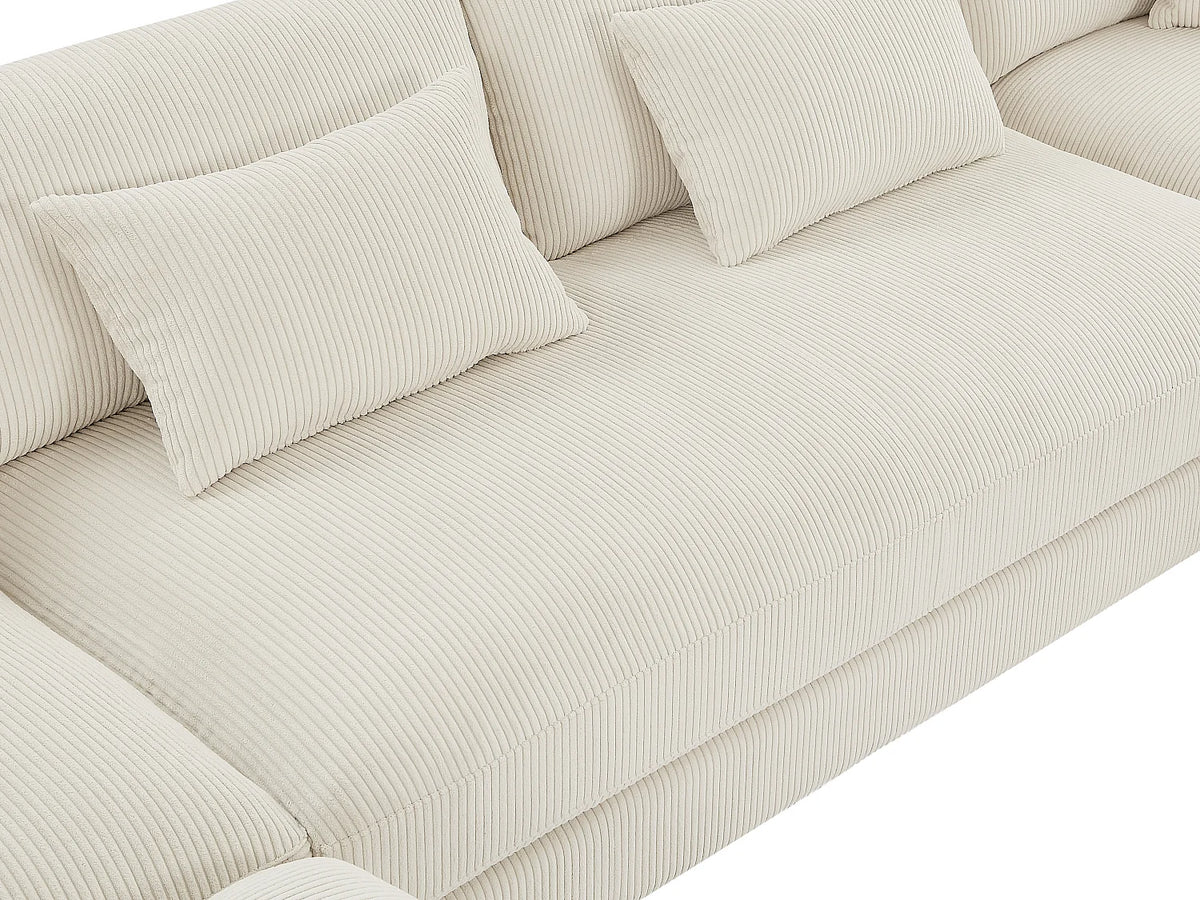 Canapé d'angle Japandi panoramique en velours côtelé beige 375 cm - Sperone