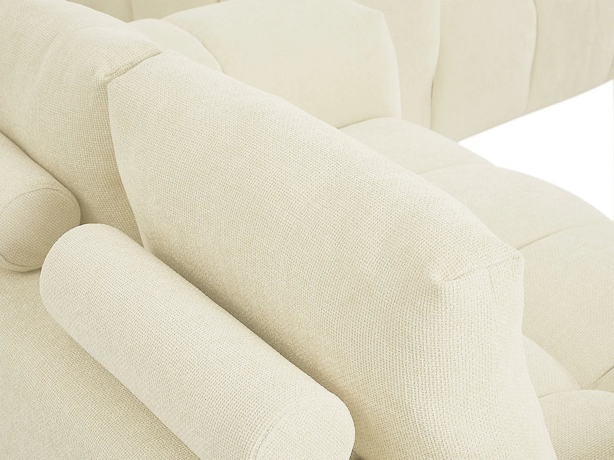 Canapé Japandi 3 places en tissu texturé beige 196 cm - Berenia