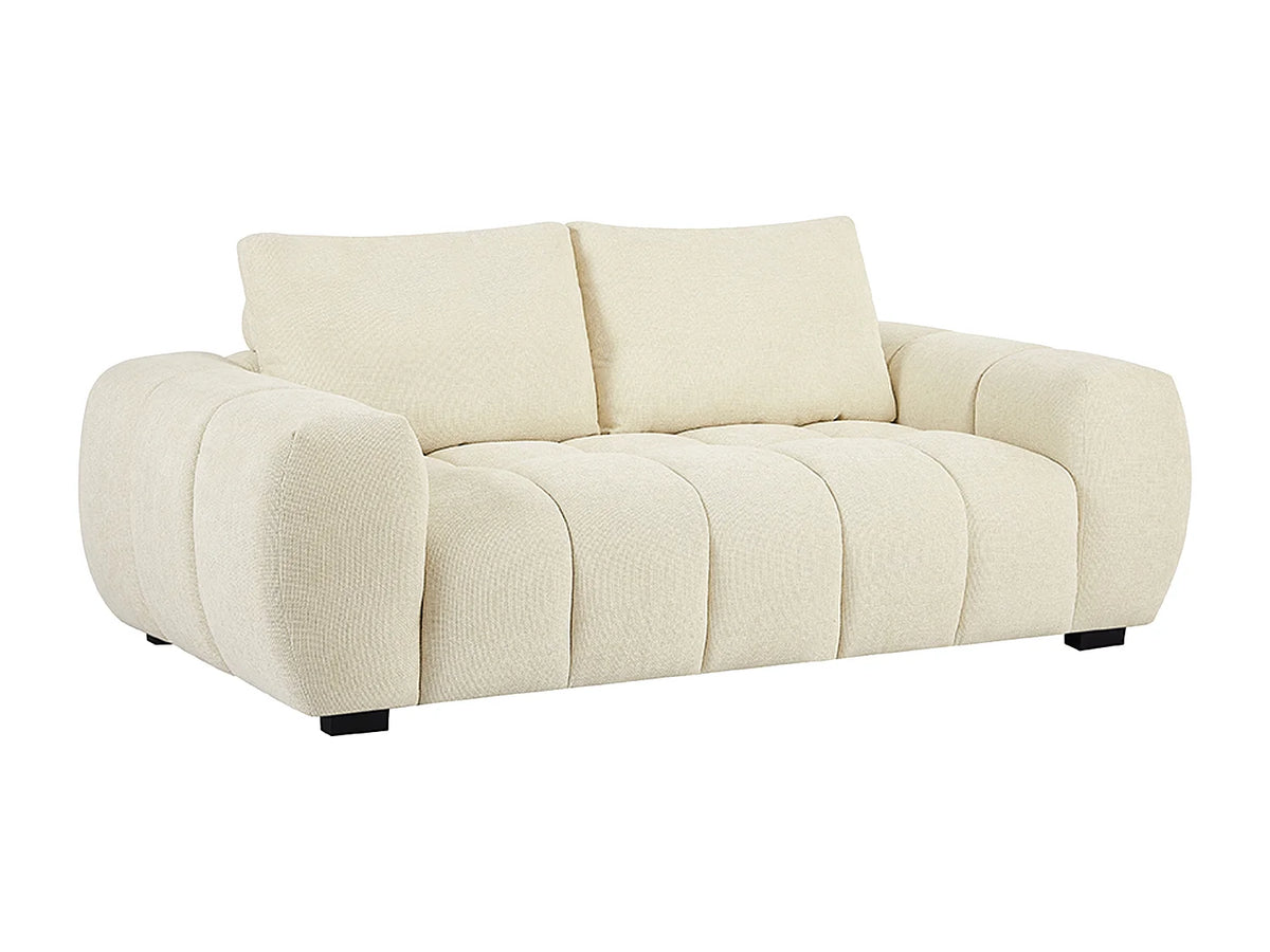 Canapé Japandi 3 places en tissu texturé beige 196 cm - Berenia