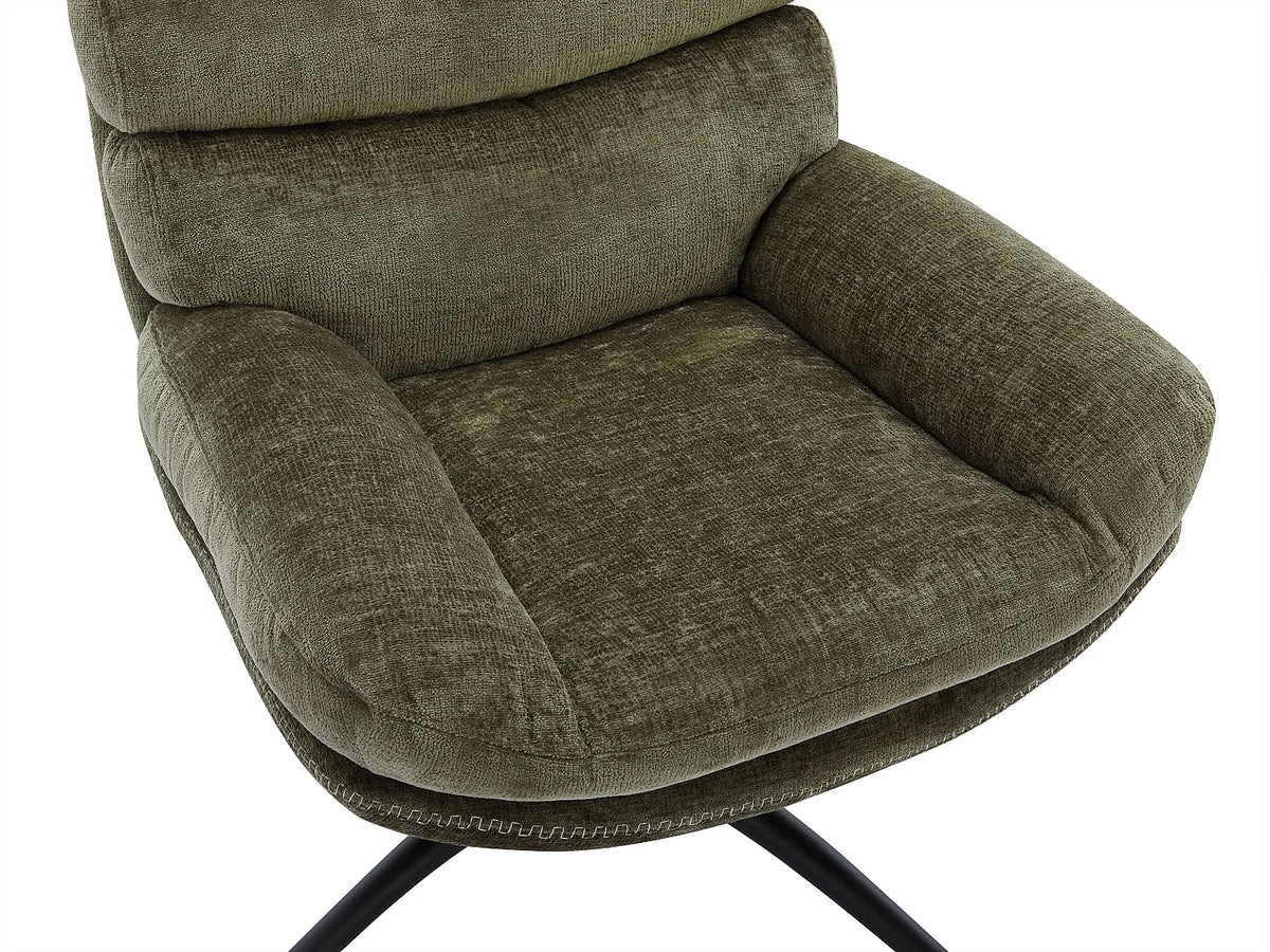 Fauteuil Japandi pivotant en tissu vert - Lizuta