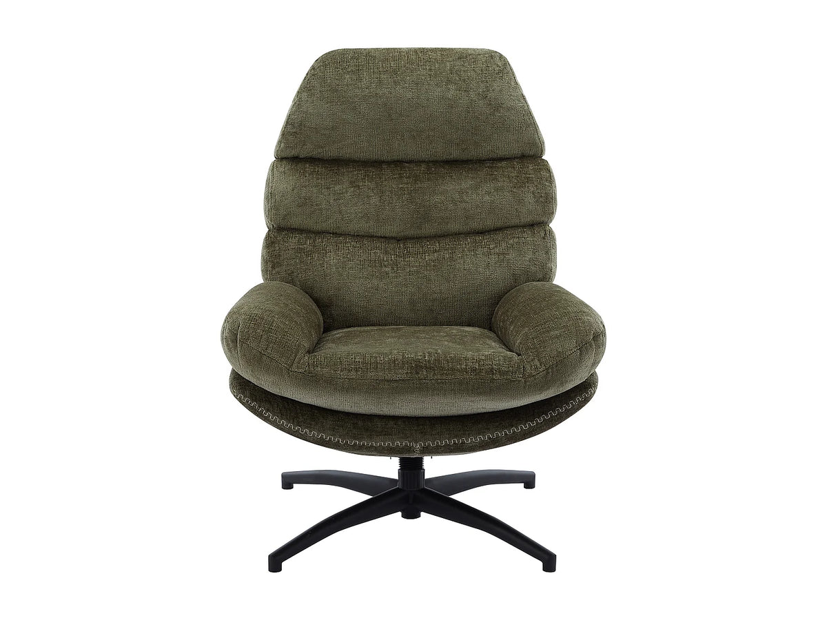 Fauteuil Japandi pivotant en tissu vert - Lizuta