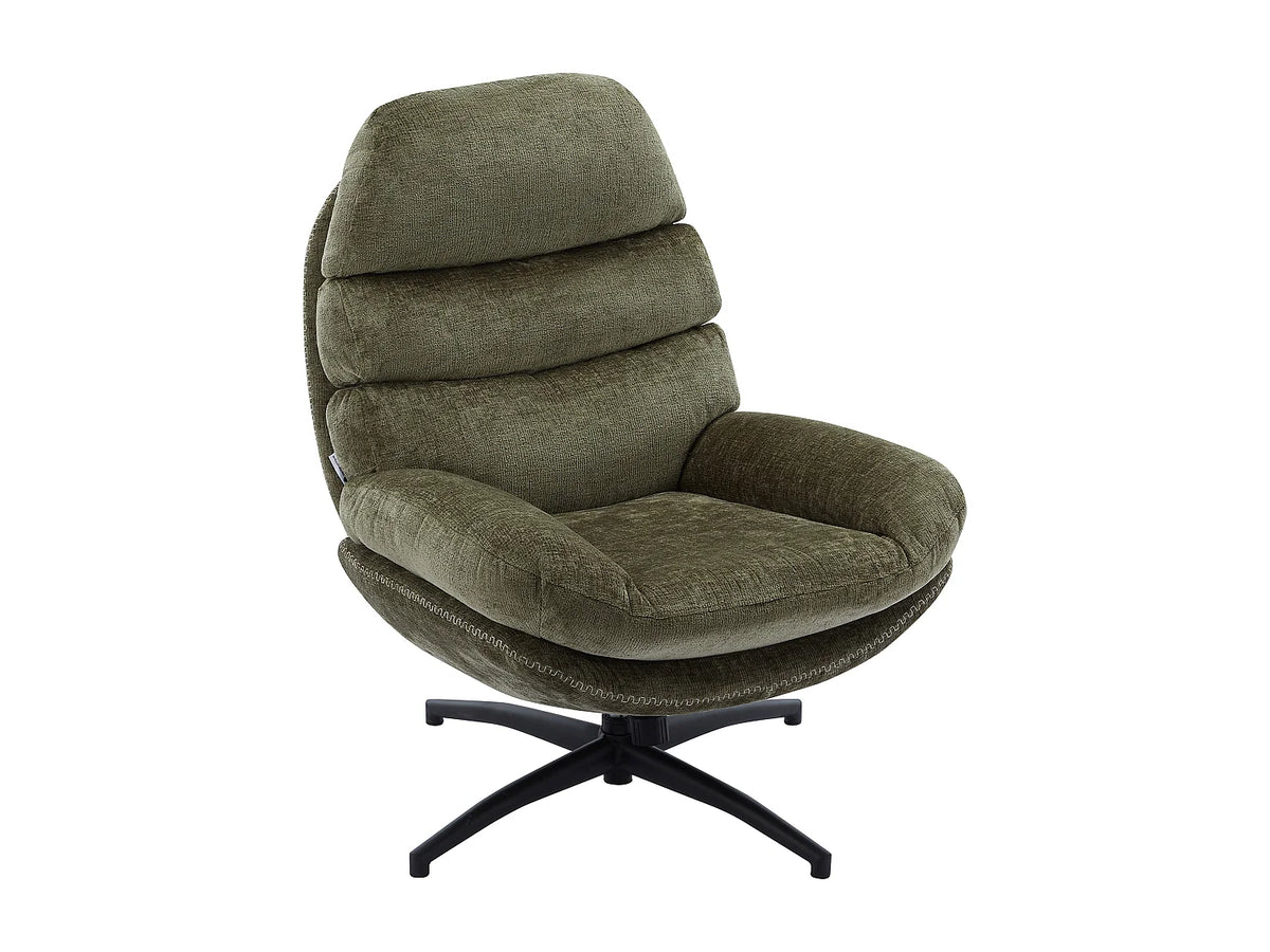 Fauteuil Japandi pivotant en tissu vert - Lizuta