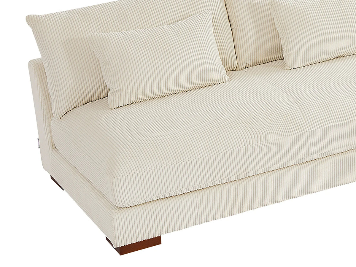 Canapé d'angle Japandi réversible en velours côtelé beige 275 cm - Sperone