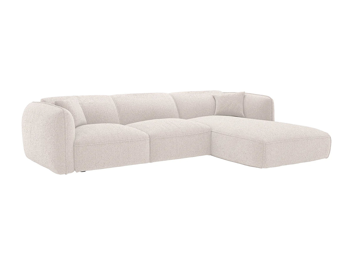 Canapé d'angle Japandi droit en tissu chenille beige 272 cm - Camilio