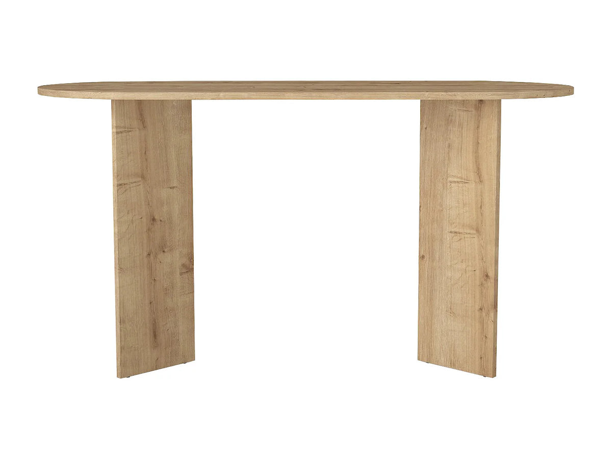 Bureau console Japandi aux lignes arrondies coloris naturel clair 140 x 74 cm - Topania