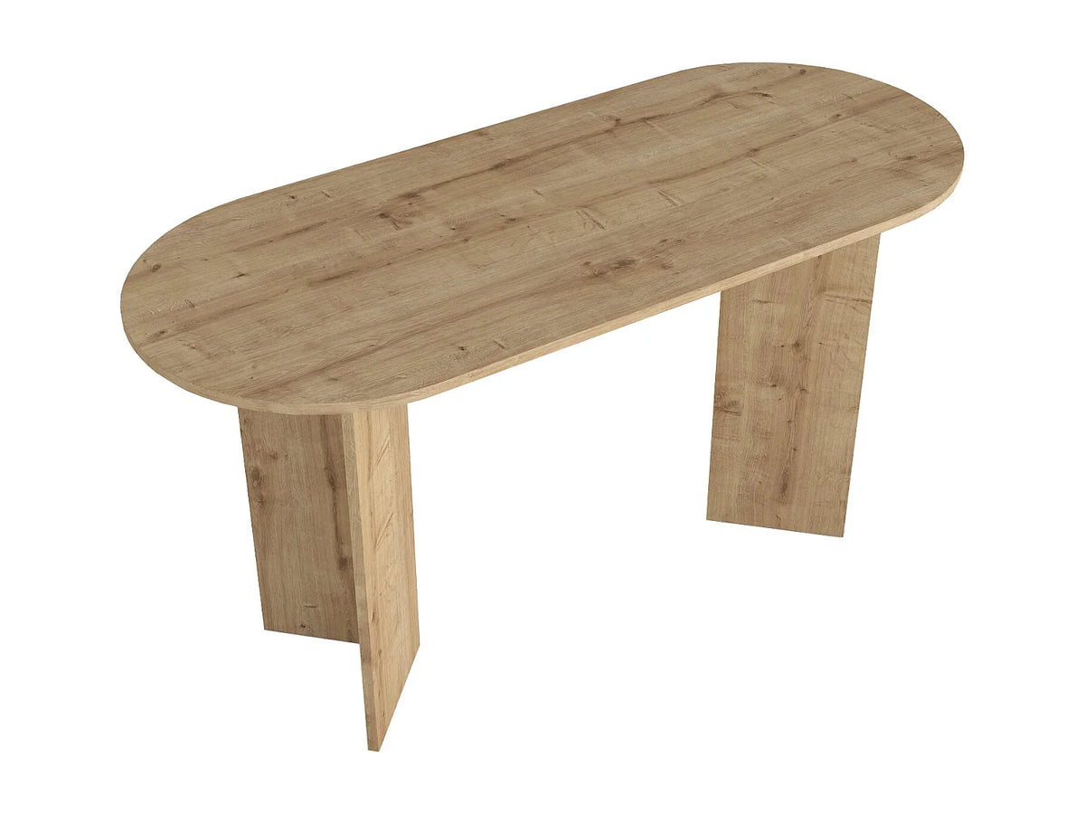 Bureau console Japandi aux lignes arrondies coloris naturel clair 140 x 74 cm - Topania
