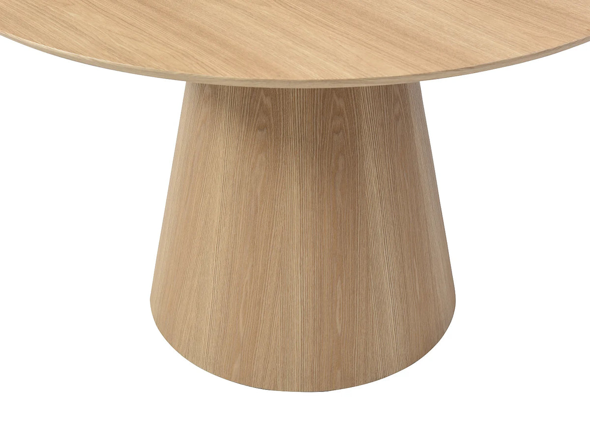 Table à manger ronde Japandi 4 personnes placage frêne naturel clair Ø 120 cm - Antaliza