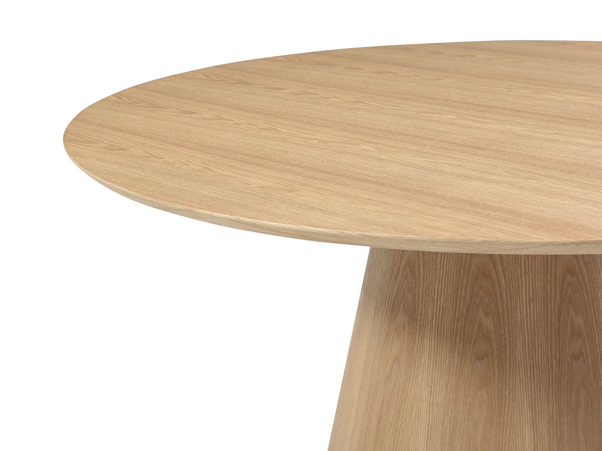 Table à manger ronde Japandi 4 personnes placage frêne naturel clair Ø 120 cm - Antaliza