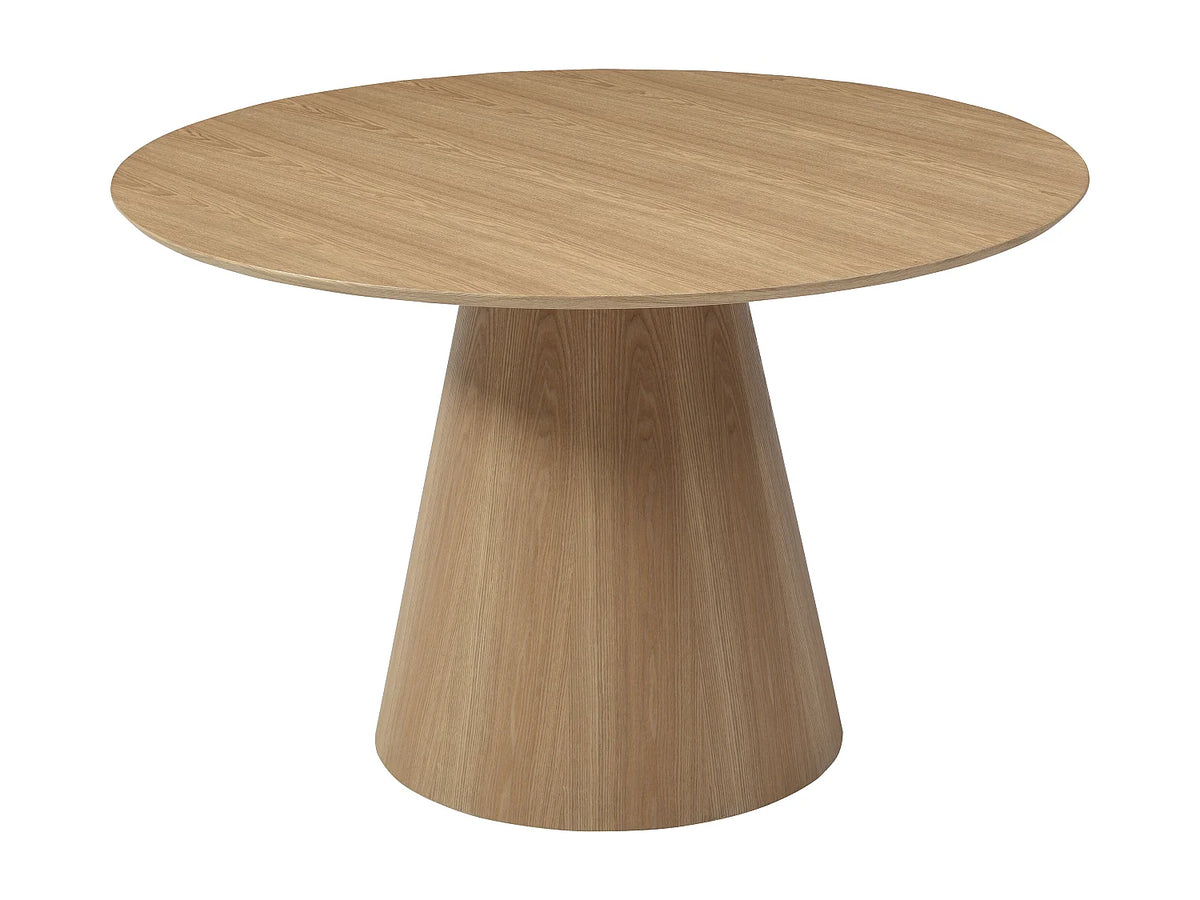 Table à manger ronde Japandi 4 personnes placage frêne naturel clair Ø 120 cm - Antaliza