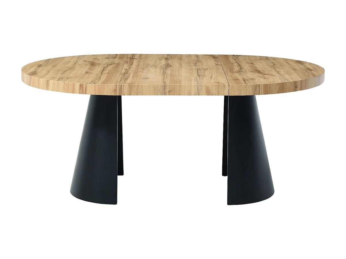 Table à manger ronde Japandi extensible 4 à 12 personnes MDF effet bois clair Ø 120 cm - Jarelia