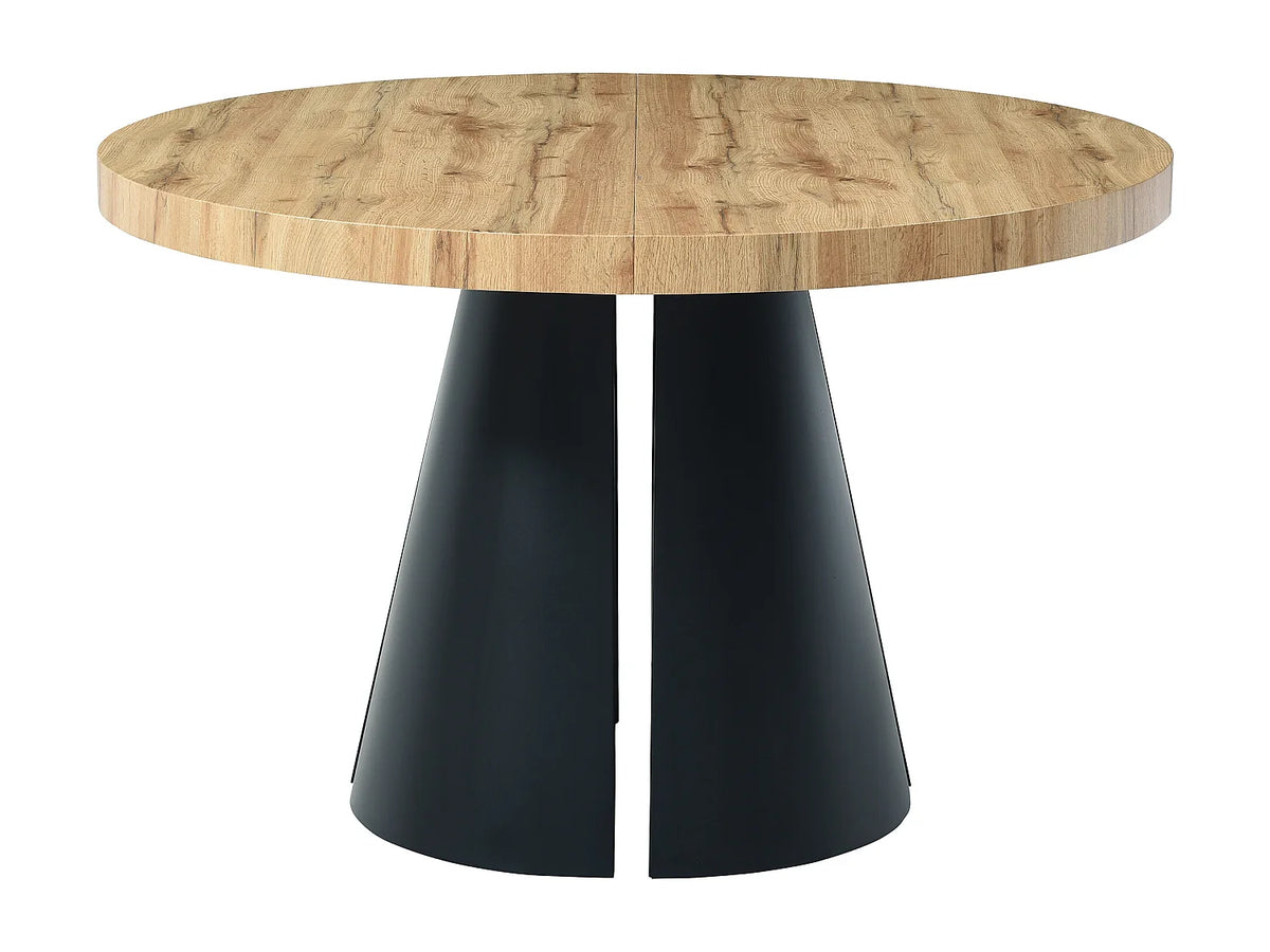 Table à manger ronde Japandi extensible 4 à 12 personnes MDF effet bois clair Ø 120 cm - Jarelia