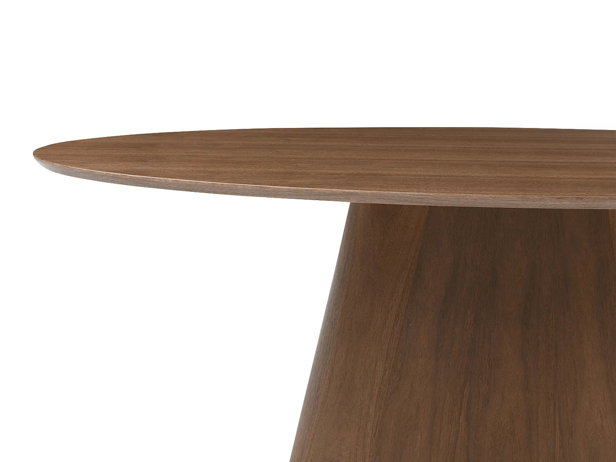 Table à manger ovale Japandi 6 personnes placage noyer naturel foncé 160 x 90 cm - Antelada