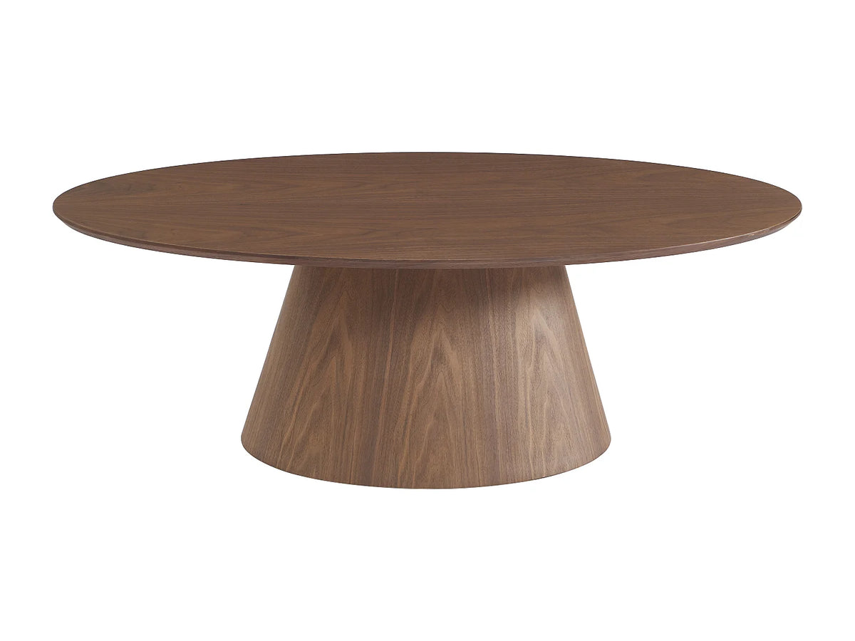 Table basse Japandi ovale en placage de noyer naturel foncé 120 x 60 cm - Antelada