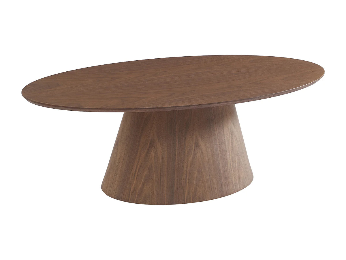 Table basse Japandi ovale en placage de noyer naturel foncé 120 x 60 cm - Antelada