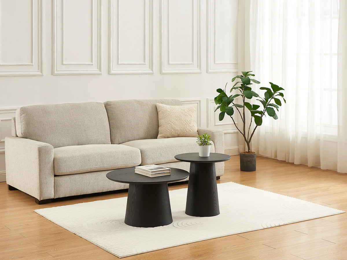 Tables basses gigognes Japandi rondes en placage chêne noir Ø 70 cm - Piari