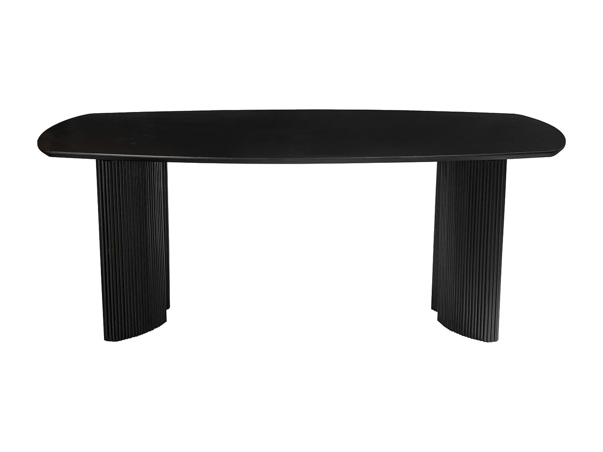 Table à manger Japandi 8 personnes en bois de manguier noir 200 x 100 cm - Tamenia