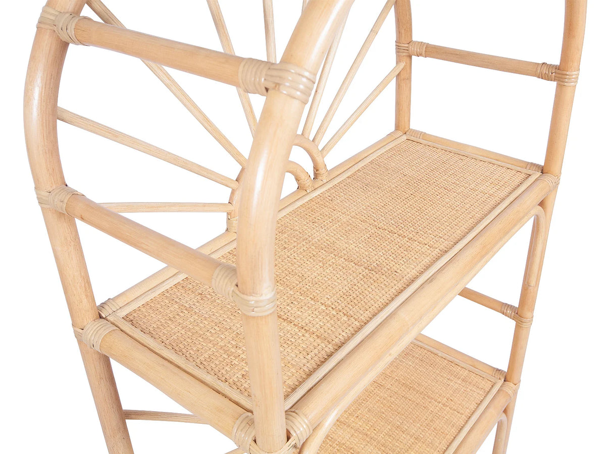 Étagère Japandi 3 tablettes en rotin tressé naturel 73 x 160 cm - Nemeri