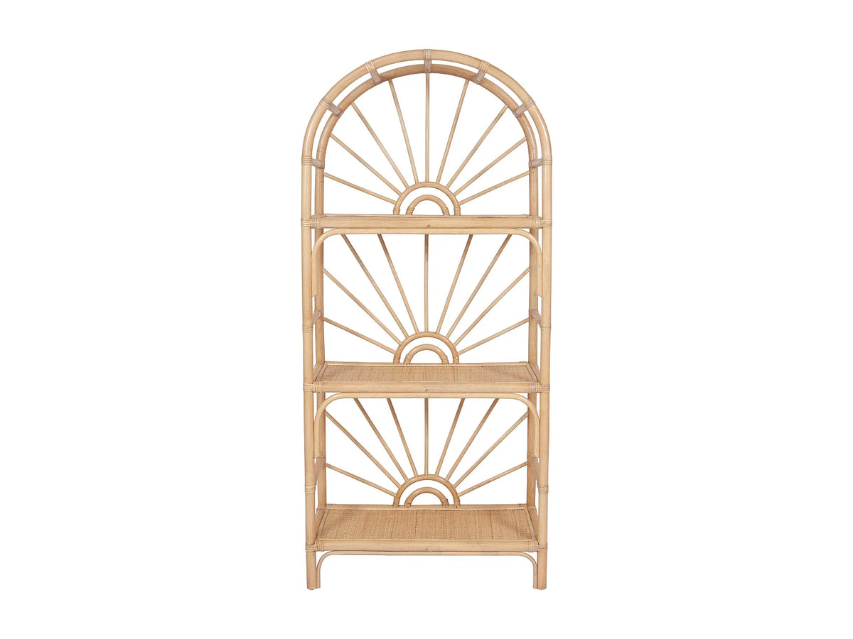 Étagère Japandi 3 tablettes en rotin tressé naturel 73 x 160 cm - Nemeri