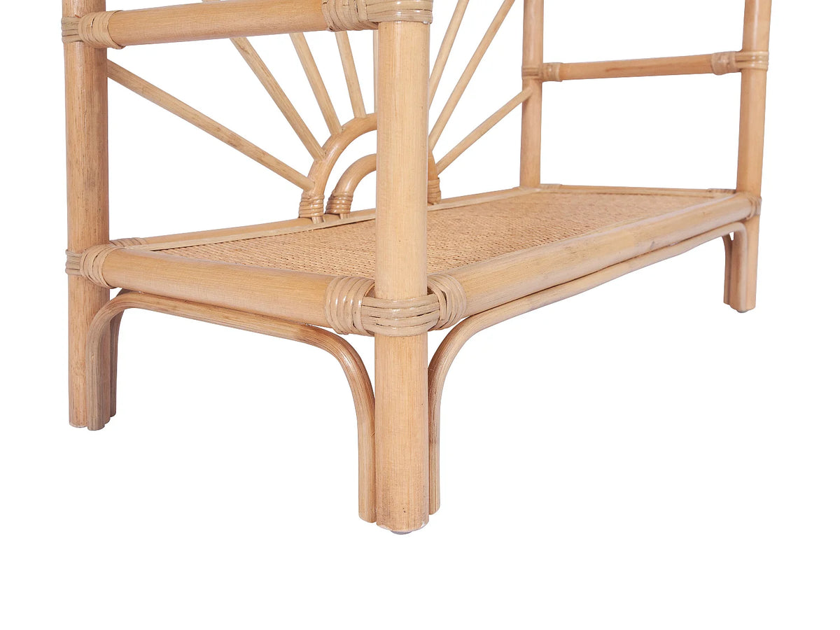 Étagère Japandi 3 tablettes en rotin tressé naturel 73 x 160 cm - Nemeri