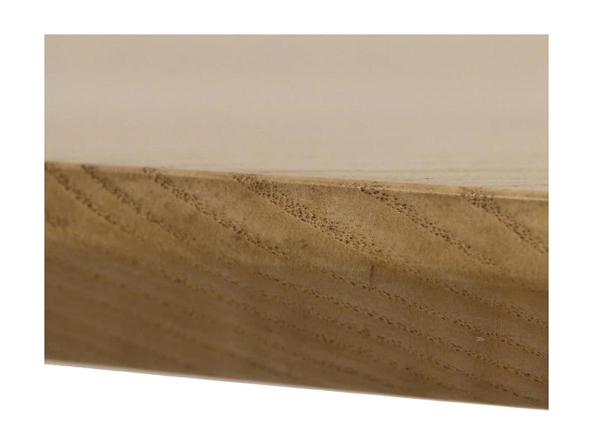 Table à manger ronde Japandi 5 personnes en bois massif beige patiné Ø 130 cm