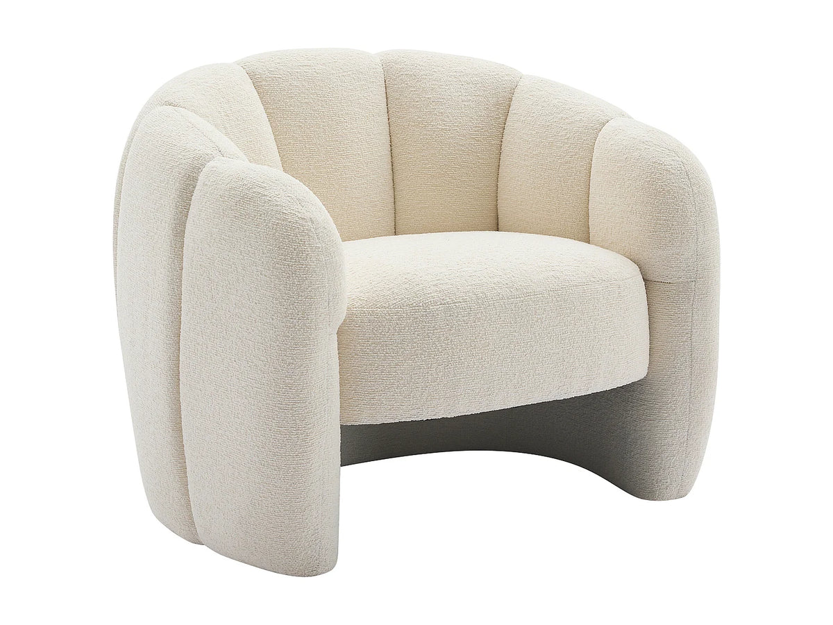 Fauteuil Japandi coquillage en tissu chenille beige - Delipo
