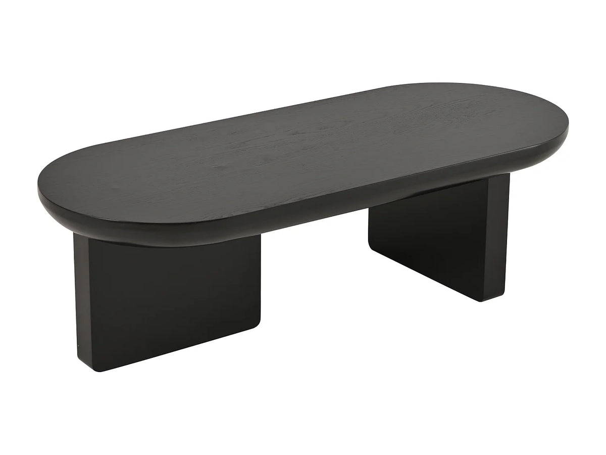 Table basse Japandi ovale en MDF laqué noir 119,7 x 49,8 cm