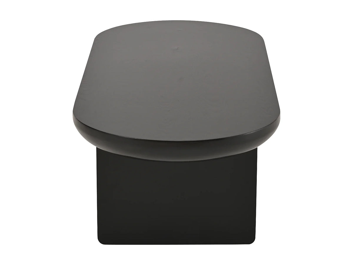 Table basse Japandi ovale en MDF laqué noir 119,7 x 49,8 cm
