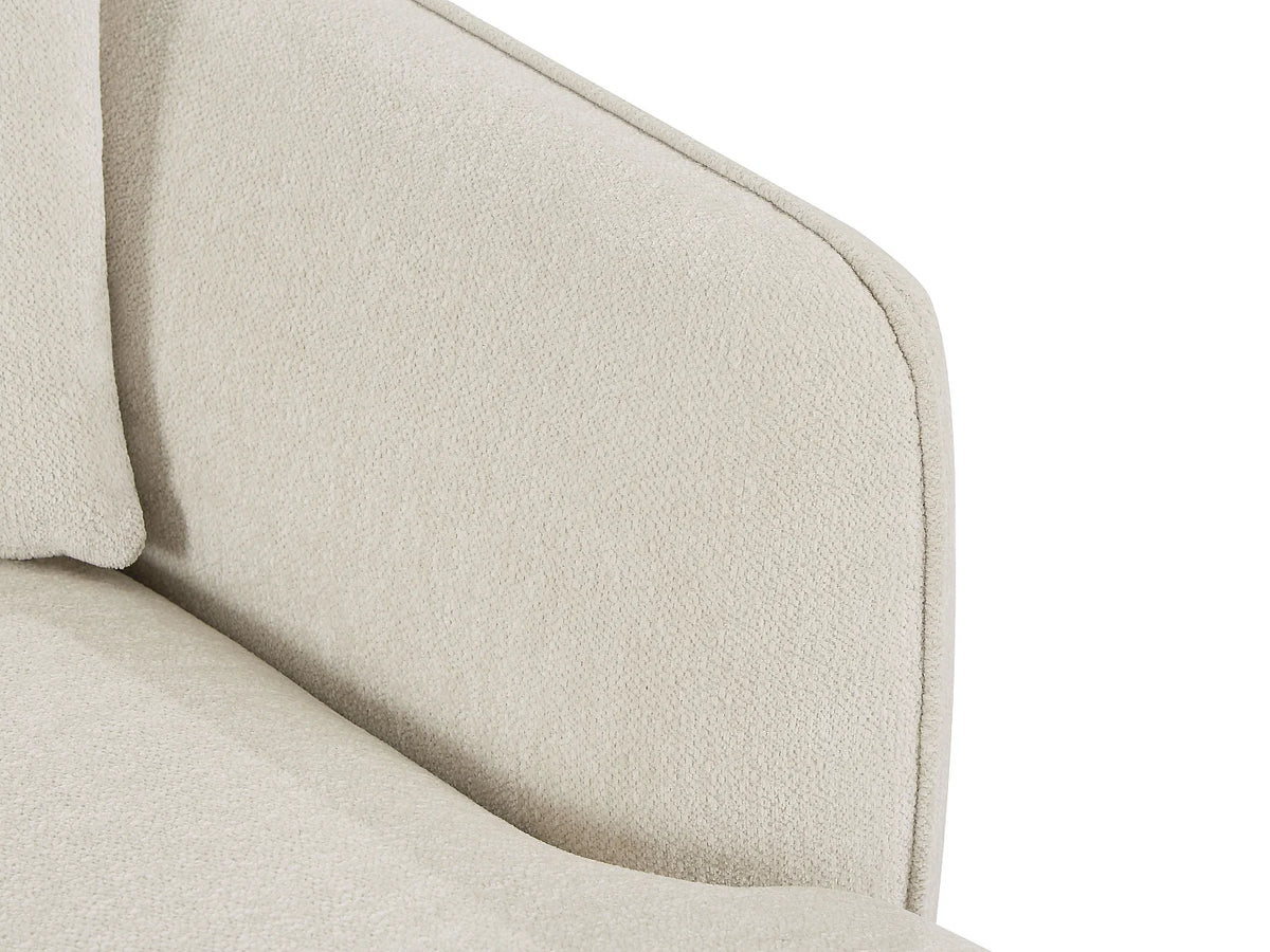 Canapé d'angle Japandi droit 5 places en tissu chenille beige 296 cm - Dokalo