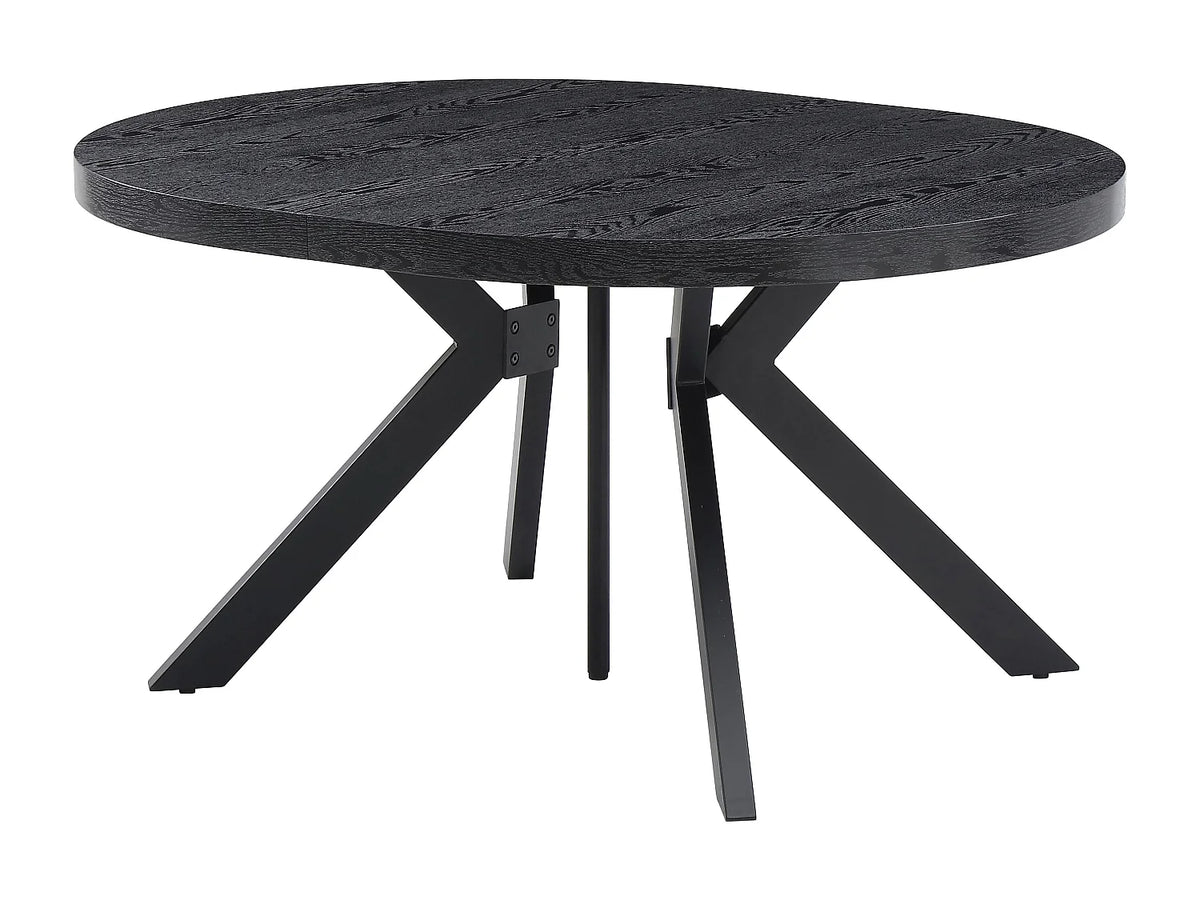 Table à manger Japandi extensible 6 à 12 personnes en MDF et acier noir 150 x 120 cm - Komoni