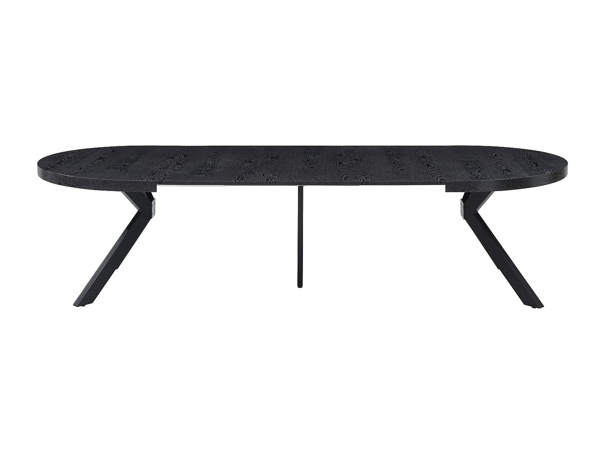 Table à manger Japandi extensible 6 à 12 personnes en MDF et acier noir 150 x 120 cm - Komoni